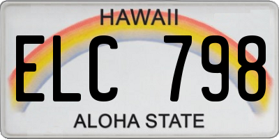 HI license plate ELC798