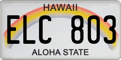 HI license plate ELC803