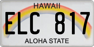 HI license plate ELC817