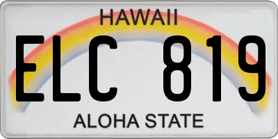 HI license plate ELC819