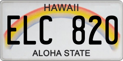 HI license plate ELC820