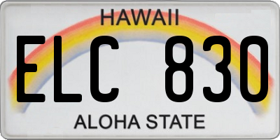 HI license plate ELC830