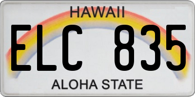 HI license plate ELC835