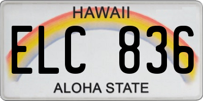 HI license plate ELC836