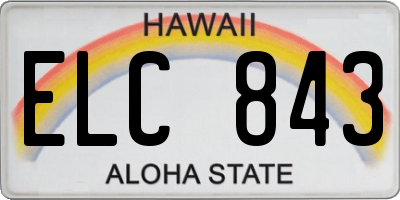 HI license plate ELC843