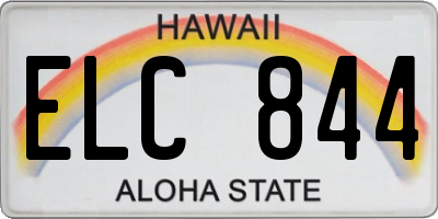 HI license plate ELC844
