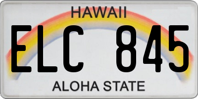 HI license plate ELC845