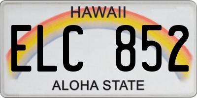 HI license plate ELC852