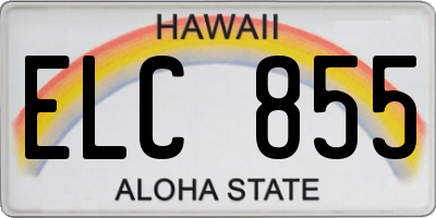 HI license plate ELC855