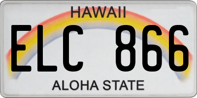 HI license plate ELC866