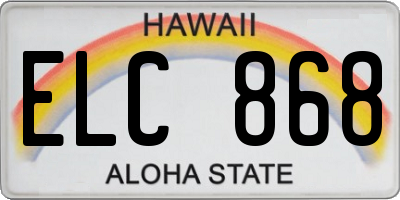 HI license plate ELC868