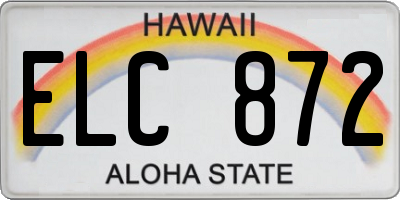 HI license plate ELC872