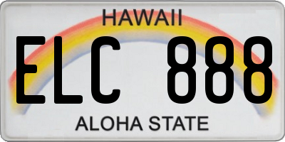 HI license plate ELC888