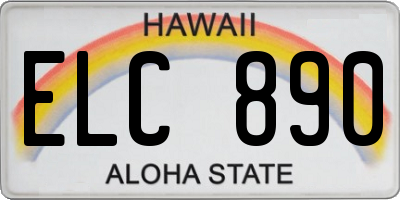 HI license plate ELC890