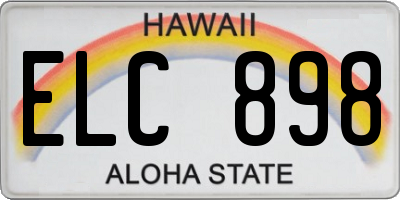 HI license plate ELC898
