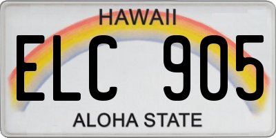 HI license plate ELC905