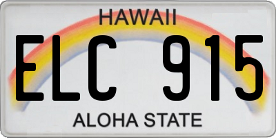 HI license plate ELC915