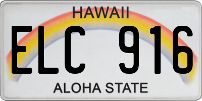 HI license plate ELC916