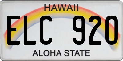 HI license plate ELC920