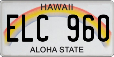 HI license plate ELC960