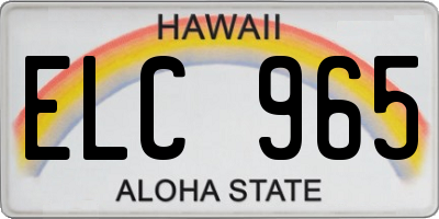 HI license plate ELC965