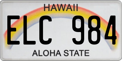 HI license plate ELC984