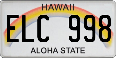 HI license plate ELC998