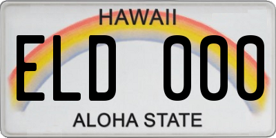 HI license plate ELD000