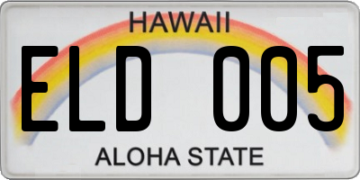 HI license plate ELD005