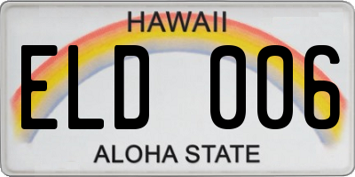 HI license plate ELD006
