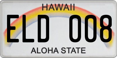 HI license plate ELD008