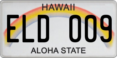 HI license plate ELD009