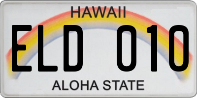 HI license plate ELD010