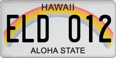 HI license plate ELD012