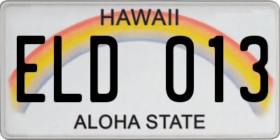 HI license plate ELD013