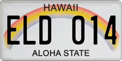 HI license plate ELD014