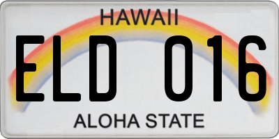 HI license plate ELD016