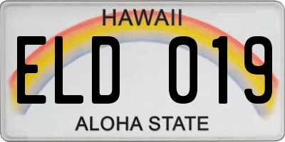 HI license plate ELD019