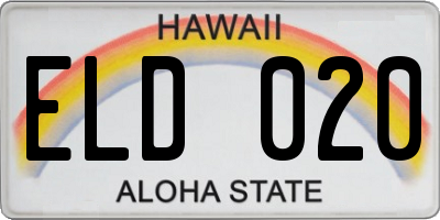 HI license plate ELD020