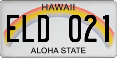 HI license plate ELD021