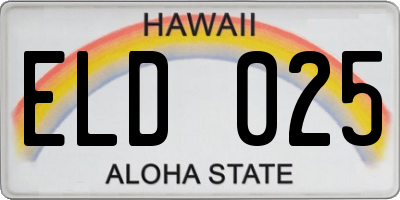 HI license plate ELD025