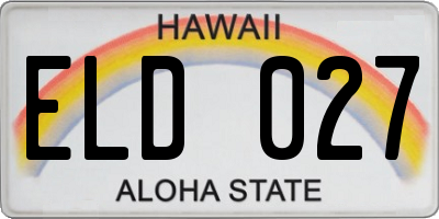 HI license plate ELD027