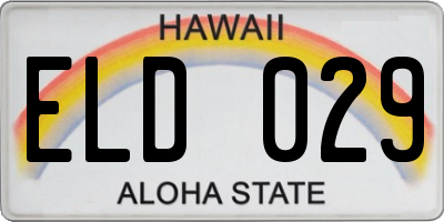 HI license plate ELD029