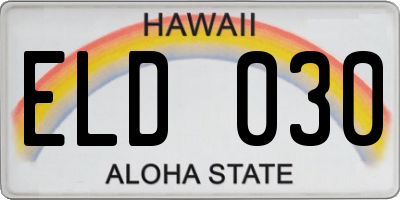 HI license plate ELD030