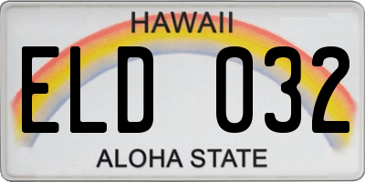 HI license plate ELD032