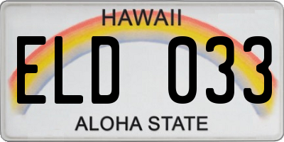 HI license plate ELD033