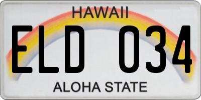 HI license plate ELD034