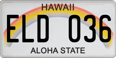 HI license plate ELD036