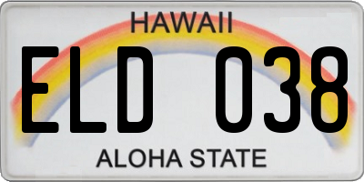 HI license plate ELD038