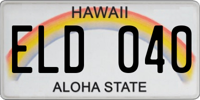HI license plate ELD040